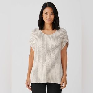 NWOT Eileen Fisher Peruvian Organic Cotton Crimp Square Top Beige Cream Sweater